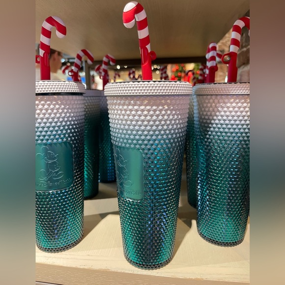 Disney Starbucks Holiday  Tumbler with  Candy Cane Topper WDW PARKS - Picture 2 of 7
